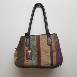 SALE!!Fossil Multicolour Leather Suede Handbag